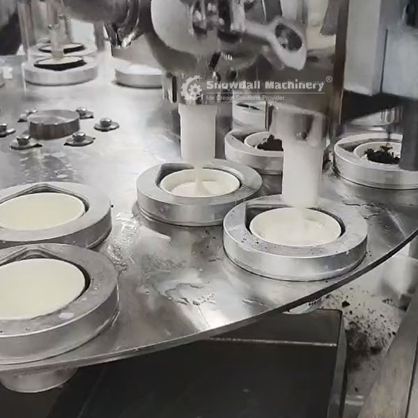 ice cream factory production line with ingredient doser filler continuous freezer
